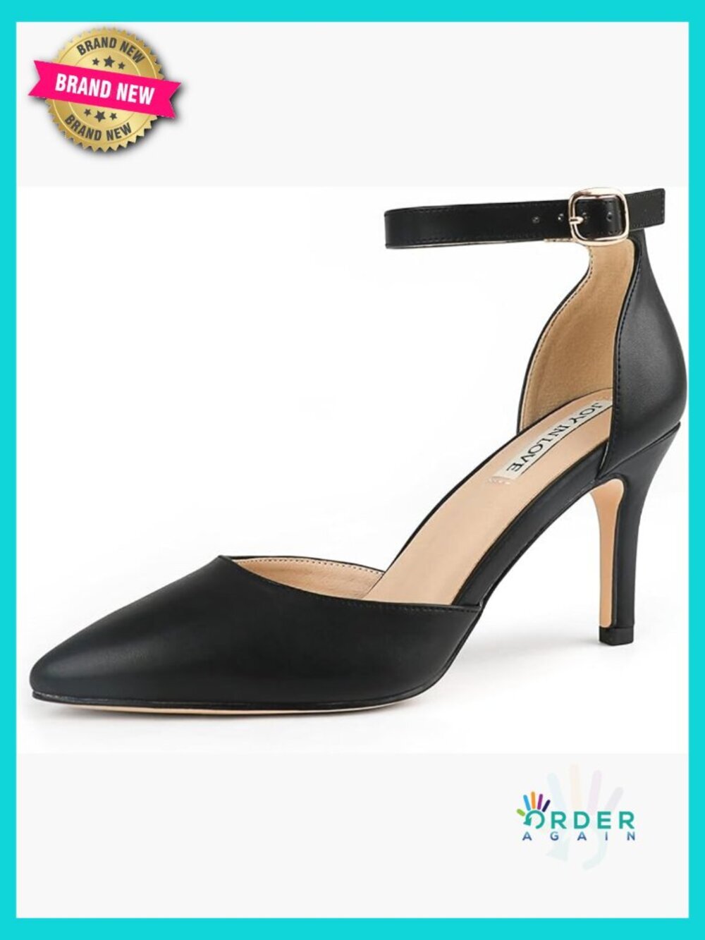 Closed Toe Stiletto Heels Pumps Pointed Toe Ankle Strap 3IN Chunky Heels